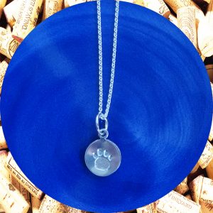 Small Round Paw Print Aluminum Pendant Necklace by Kimi Designs