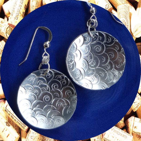 Large Round Swirl Aluminum Earrings by Kimi Designs