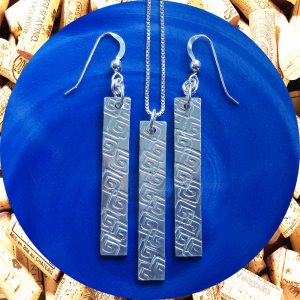 Medium Rectangular Square Swirl Aluminum Earrings and Pendant Set by Kimi Designs