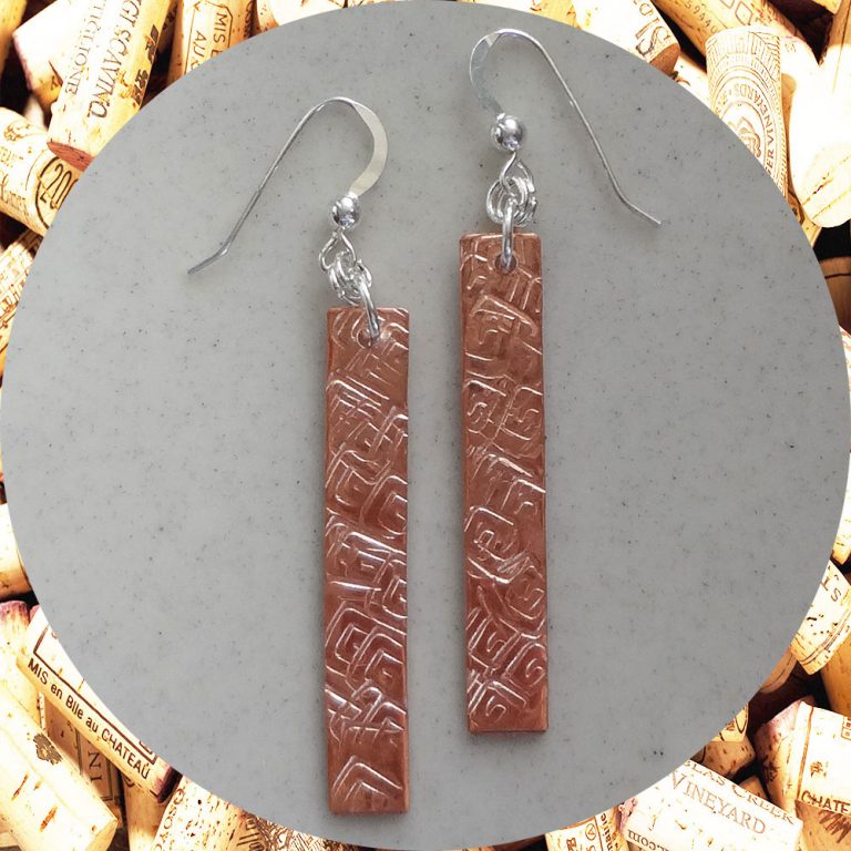 Medium Rectangular Square Swirl Copper Earrings Kimi Designs