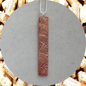 Medium Rectangular Square Swirl Copper Pendant Necklace by Kimi Designs