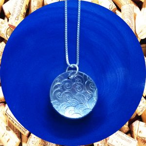 Medium Round Swirl Aluminum Pendant Necklace by Kimi Designs