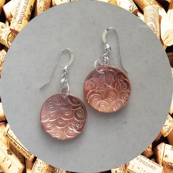 Medium Round Swirl Copper Earrings by Kimi Designs