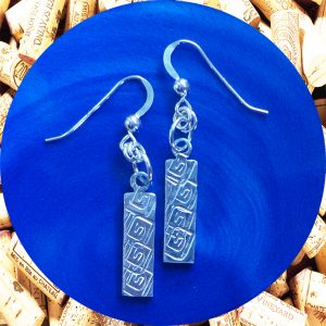 Small Rectangular Square Swirl Aluminum Earrings by Kimi Designs
