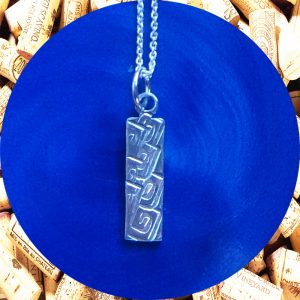 Small Rectangular Square Swirl Aluminum Pendant Necklace by Kimi Designs