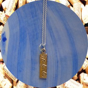 Small Rectangular Square Swirl Brass Pendant Necklace by Kimi Designs