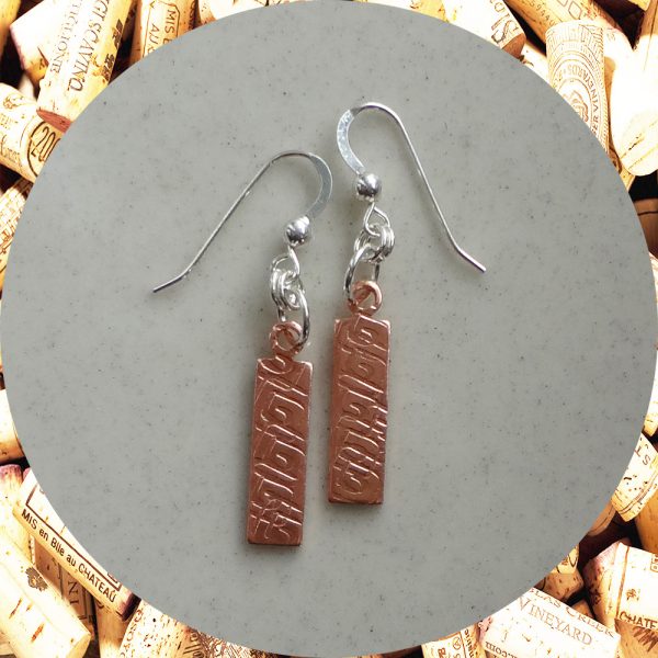 Small Rectangular Square Swirl Copper Earrings by Kimi Designs