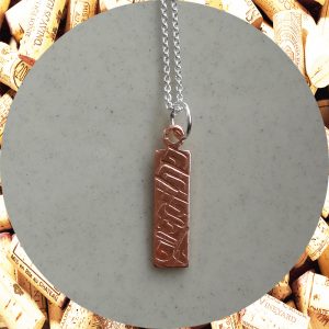 Small Rectangular Square Swirl Copper Pendant Necklace by Kimi Designs