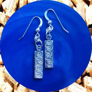 Small Rectangular Swirl Aluminum Earrings by Kimi Designs