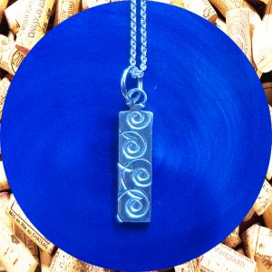 Small Rectangular Swirl Aluminum Pendant Necklace by Kimi Designs