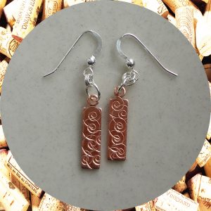 Small Rectangular Swirl Copper Earrings by Kimi Designs