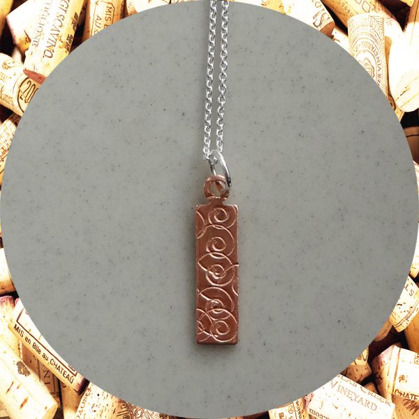 Small Rectangular Swirl Copper Pendant Necklace by Kimi Designs