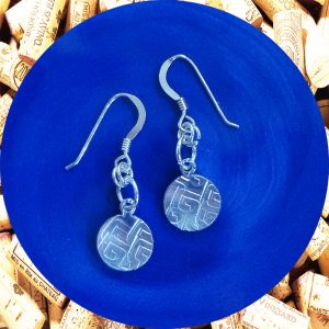 Small Round Square Swirl Aluminum Earrings by Kimi Designs
