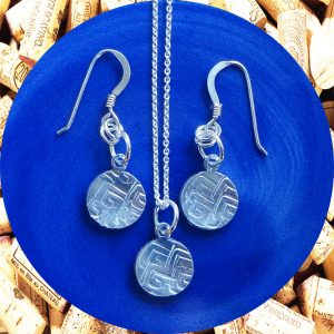 Small Round Square Swirl Earrings and Necklace Set by Kimi Designs