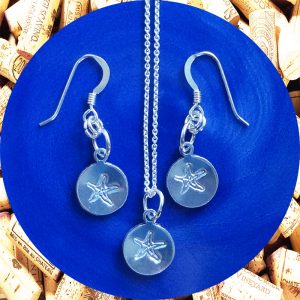Small Round Starfish Earrings and Necklace Set by Kimi Designs