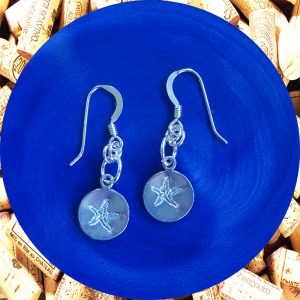 Small Round Starfish Print Aluminum Earrings by Kimi Designs