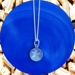 Small Round Starfish Print Aluminum Pendant Necklace by Kimi Designs