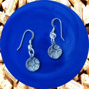 Small Round Swirl Aluminum Earrings by Kimi Designs