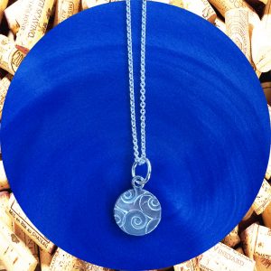 Small Round Swirl Aluminum Pendant Necklace by Kimi Designs