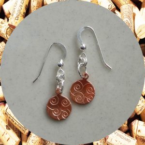 Small Round Swirl Copper Earrings by Kimi Designs