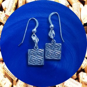 Small Square Swirl Square Earrings by Kimi Designs