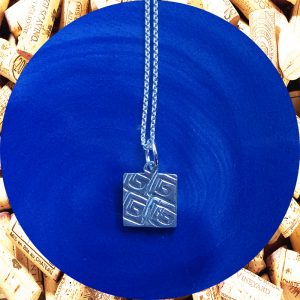 Small Square Swirl Square Pendant Necklace by Kimi Designs