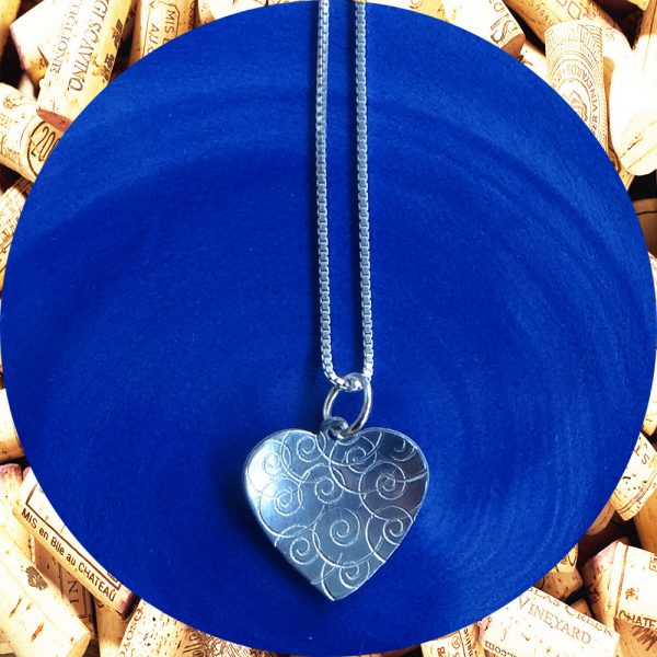 Small Swirl Heart Pendant Necklace by Kimi Designs