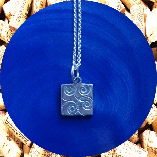 Small Swirl Square Pendant Necklace by Kimi Designs