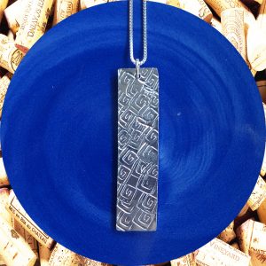 Wide Medium Rectangular Square Swirl Aluminum Pendant Necklace by Kimi Designs